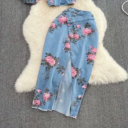 Mimi Denim Floral Co-ord Set