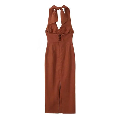 Harry Bodycon Midi Dress in Brown
