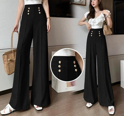 Meraki Wide Leg High Waist Pants In Black