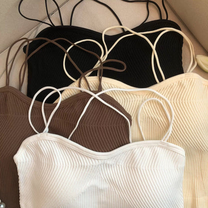 Leddo Tank Tops with Inbuilt Bra In Pale Yellow