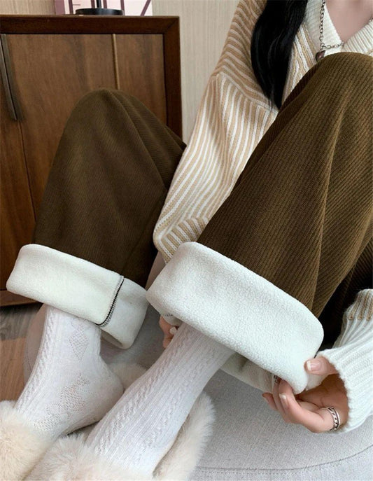 Marley Wide Leg Fleece Pants In Olive