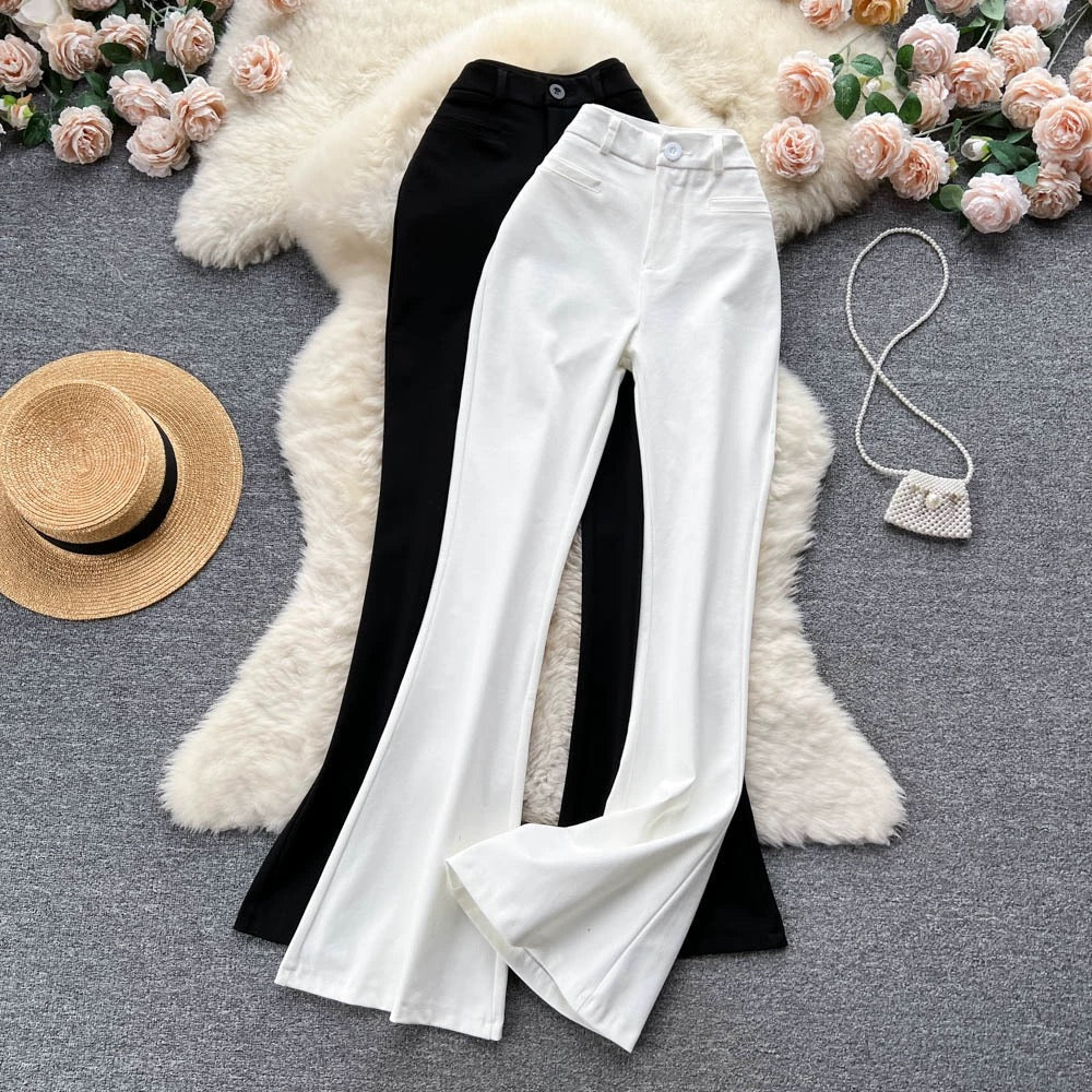 Lucaso Buttoned High Waist Pants In White