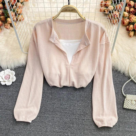 Laurel Full Sleeve Summer Tops In Beige