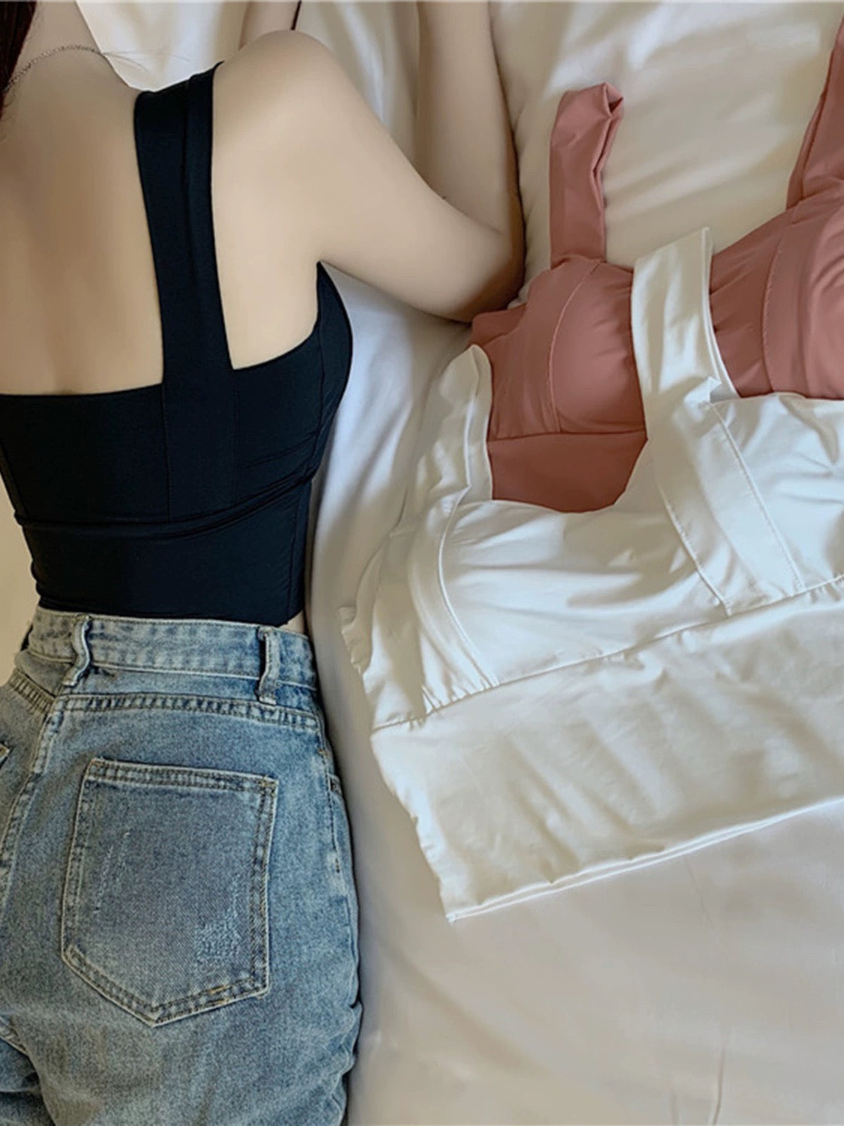 Basco Seamless Tank Tops with Inbuilt Bra In Black