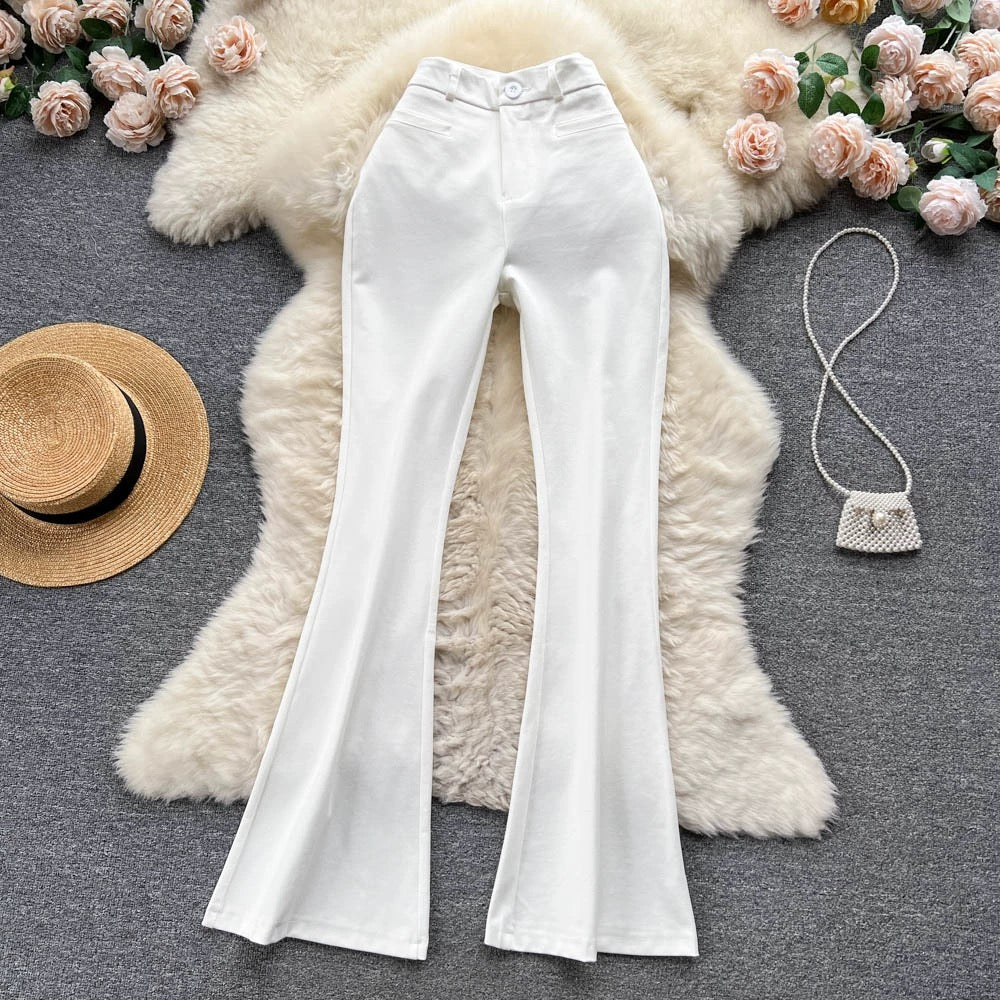 Lucaso Buttoned High Waist Pants In White