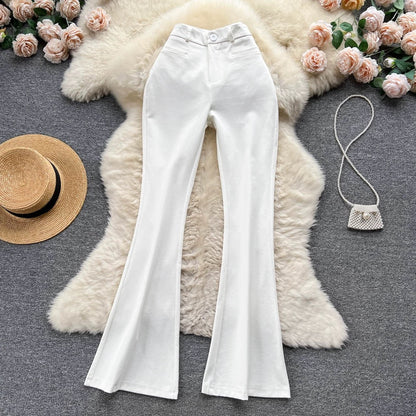 Lucaso Buttoned High Waist Pants In White