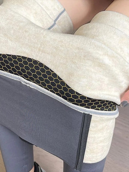 Martha Slimming Premium Fleece Leggings with Buttons In Grey