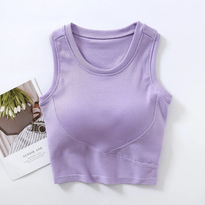 Baco Tank Tops with Inbuilt Bra In Pink