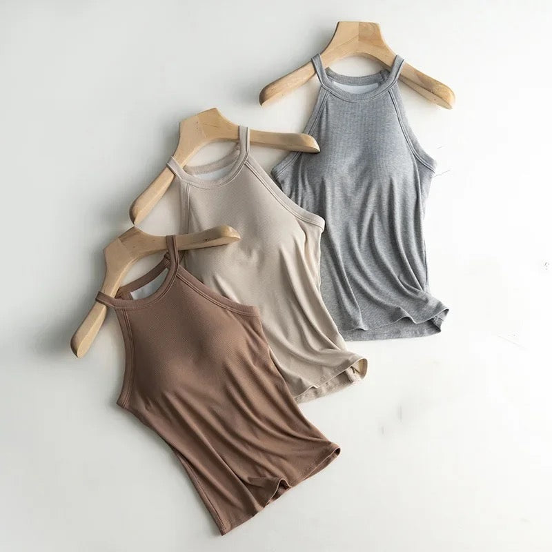 Dia Tank Tops with Inbuilt Bra In Grey