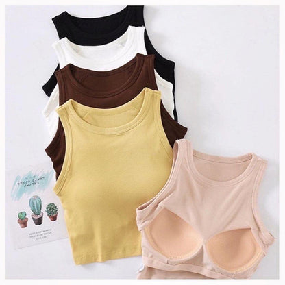 Nicole Tank Tops with Inbuilt Bra In Yellow