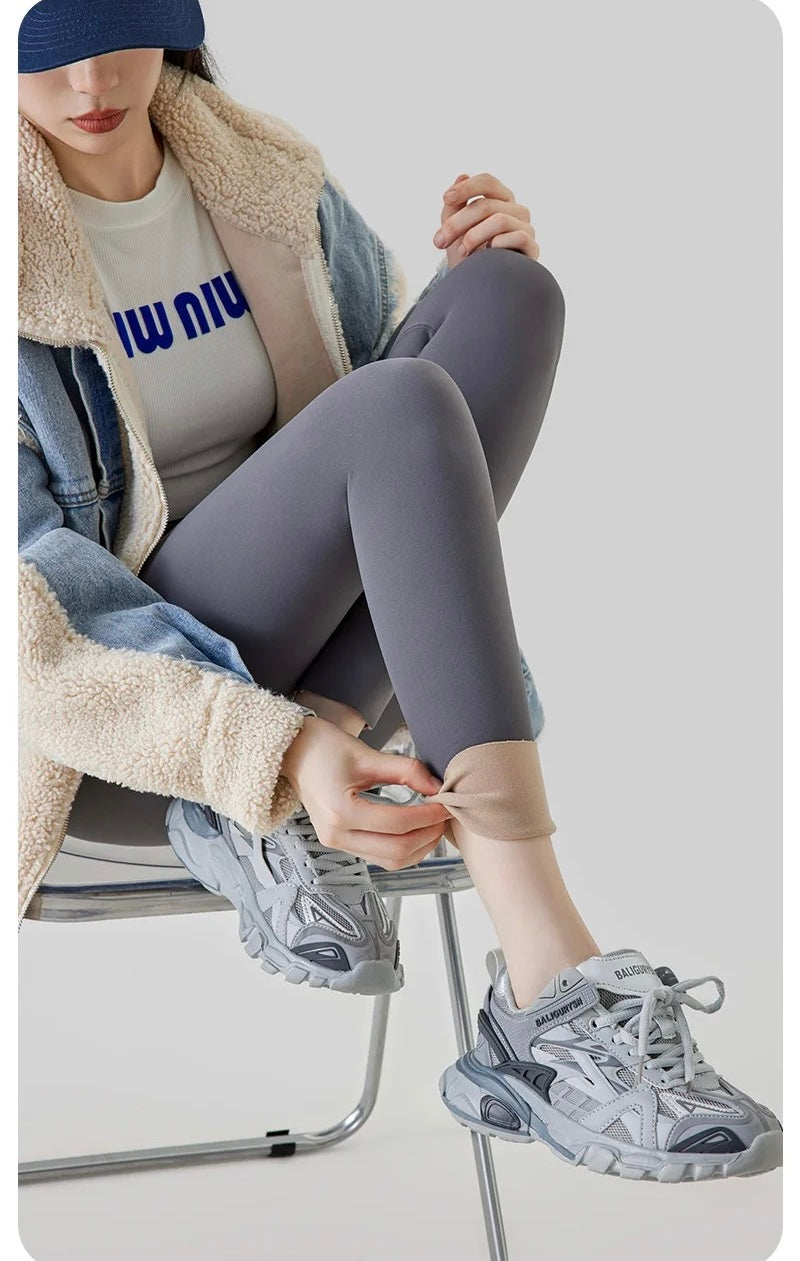 Rosa Slimming Premium Fleece Leggings In Grey