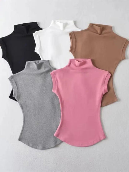 Dote Turtleneck Summer Tops In Brown