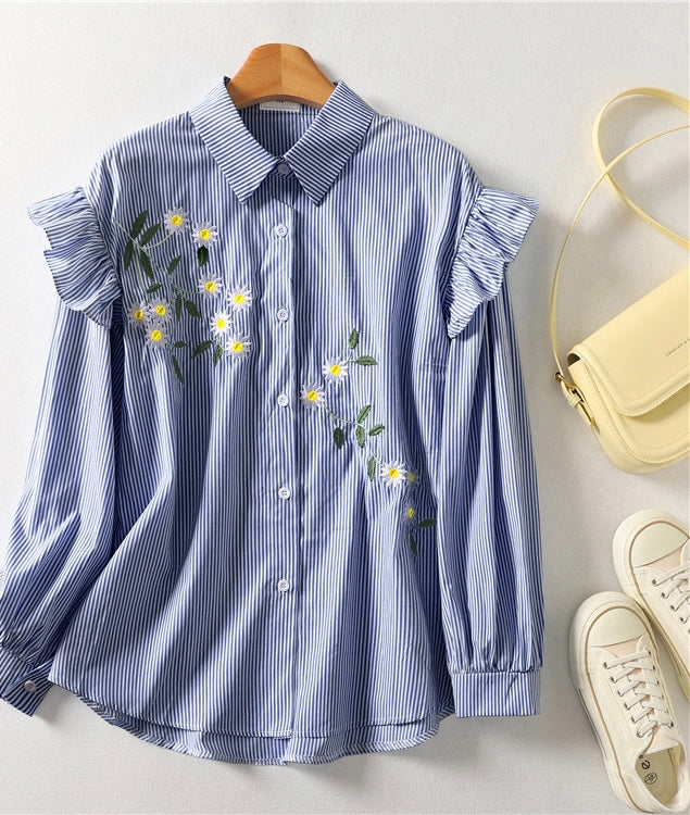 Solly Statement Floral Shirt In Blue