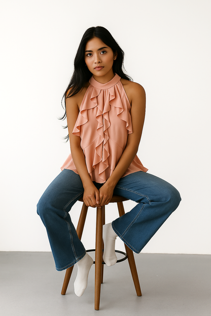 Hena Ruffled Summer Top In Pink