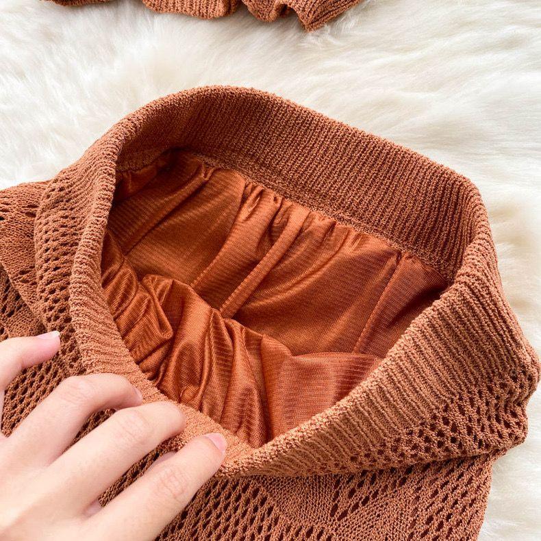 Esme Crochet Coord Set In Brown