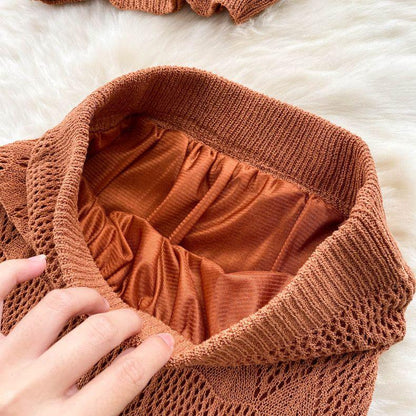 Esme Crochet Coord Set In Brown