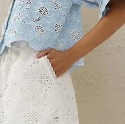 Coral Eyelet  Summer Top