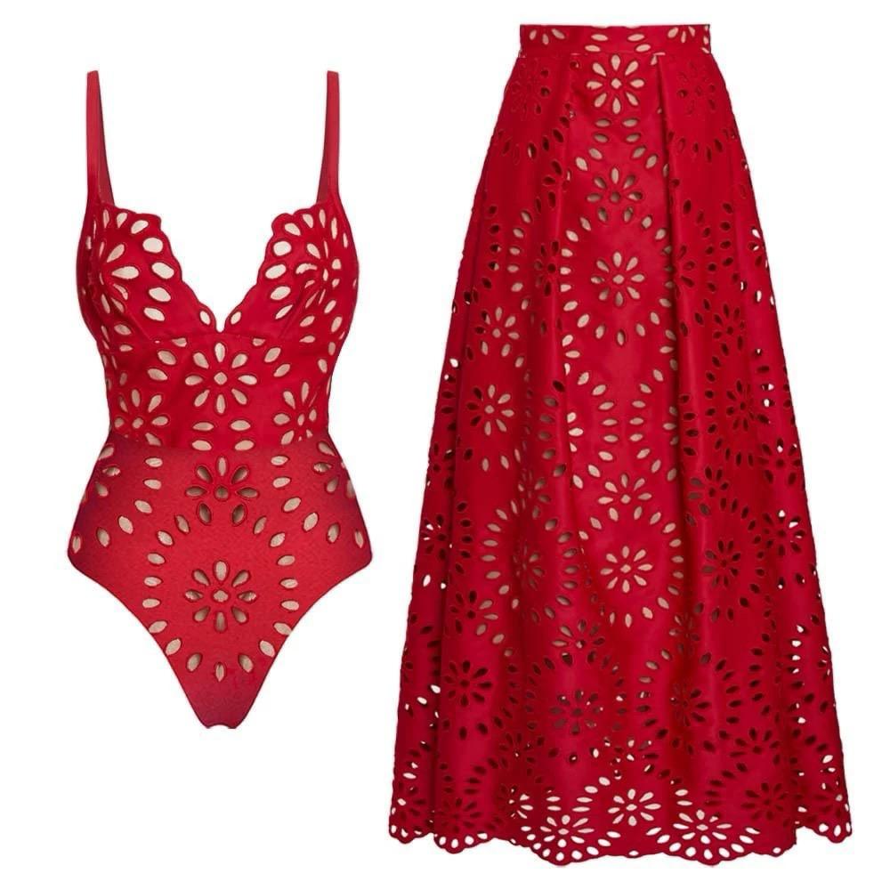 Mellin Swimsuit With Skirt In Red