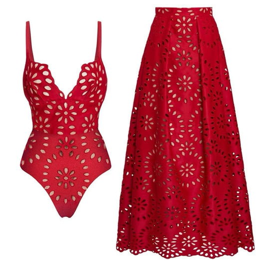 Mellin Swimsuit With Skirt In Red