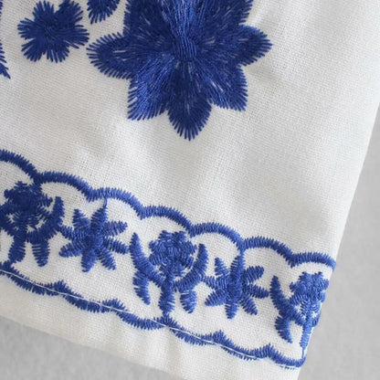 Marlin Embroidered Summer Top In White