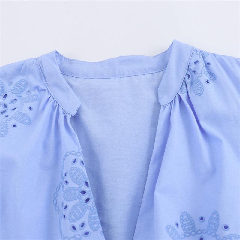 Melon Summer Eyelet Cotton Dress In Blue