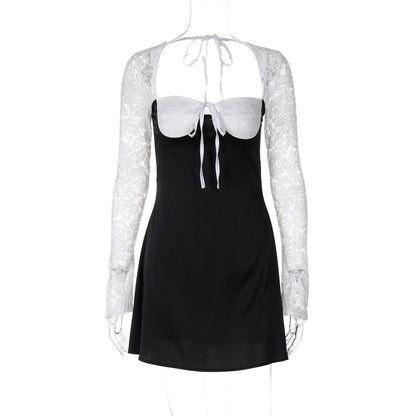 Serbia Lace Mini Dress In Black