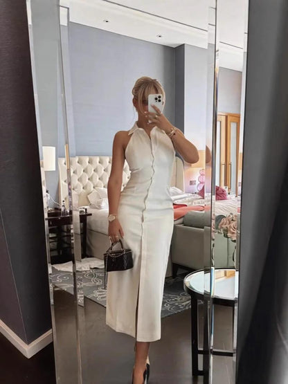 Semi Statement Summer Dress In White