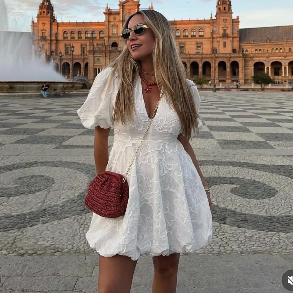 Carly Summer Holiday Dress In White