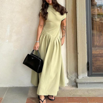 Sereia Statement Pleated Holiday Dress In Pista Green