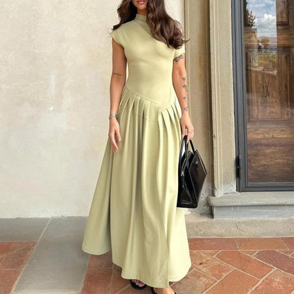 Sereia Statement Pleated Holiday Dress In Pista Green