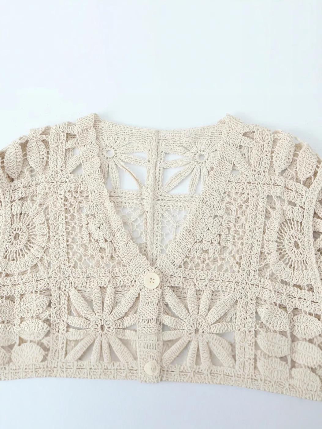 Laysha Crochet Holiday Coord - Resortwear In Beige