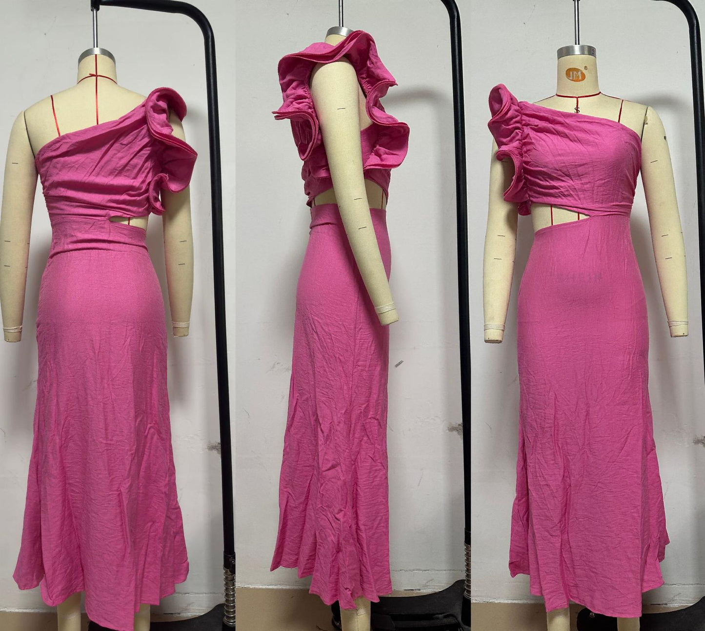 Amee Statement Oneshoulder Dress In Pink
