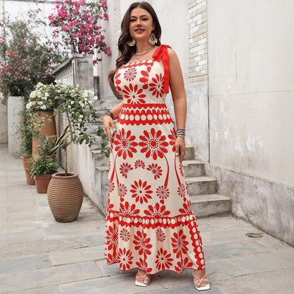 Catherine Floral Holiday Dress In Orange