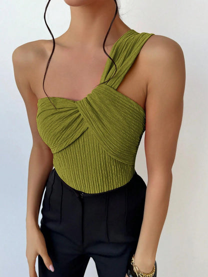 Neo One Shoulder Bodysuit In Green