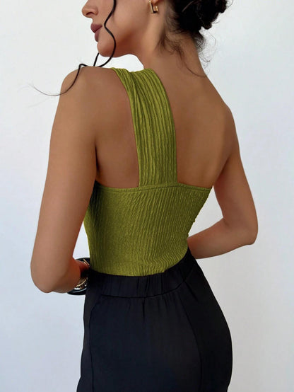 Neo One Shoulder Bodysuit In Green