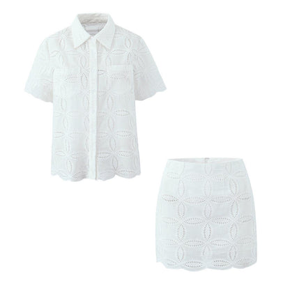 Karen Eyelet Summer Coord Set In White