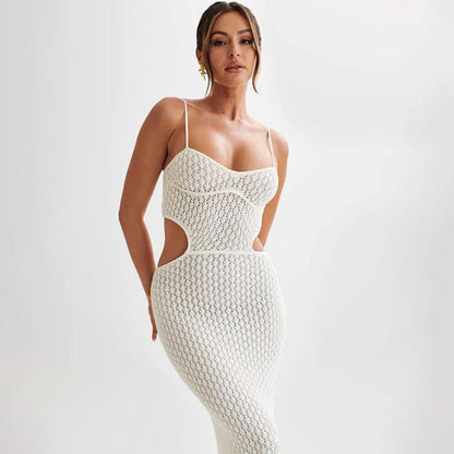 Livia Soft Knit Crochet Dress-Resortwear In Off White