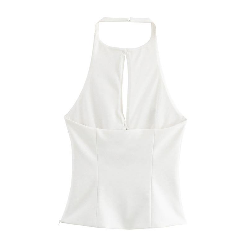 Hilton Statement Vest Knot Top In White