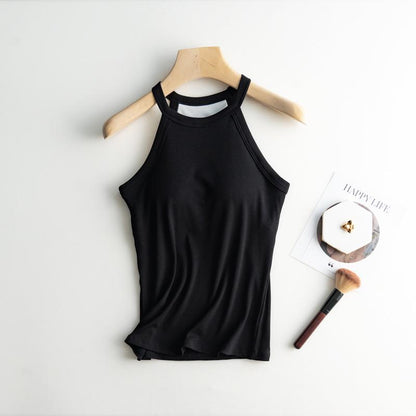 Dia Tank Tops with Inbuilt Bra In Black