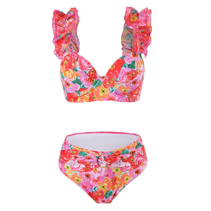 Glove Bikini With Ruffled Skirt In Multi