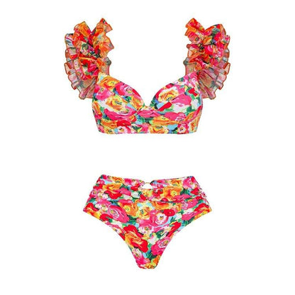 Glove Bikini With Ruffled Skirt In Multi
