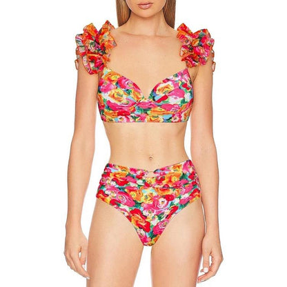 Glove Bikini With Ruffled Skirt In Multi