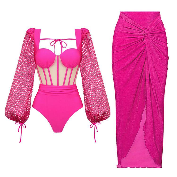 Rubby Luxe Swimsuit With Skirt In Pink