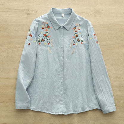 Faina Statement Cotton Shirt In Sky Blue