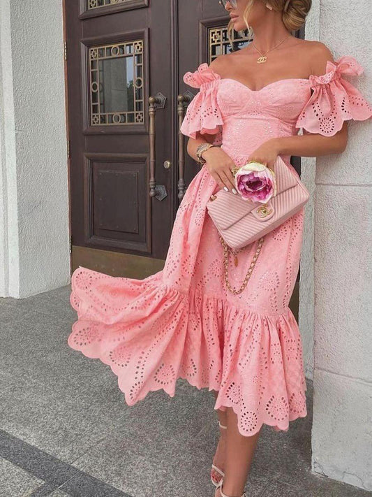 Filicia Eyelet Cotton Dress In Pink