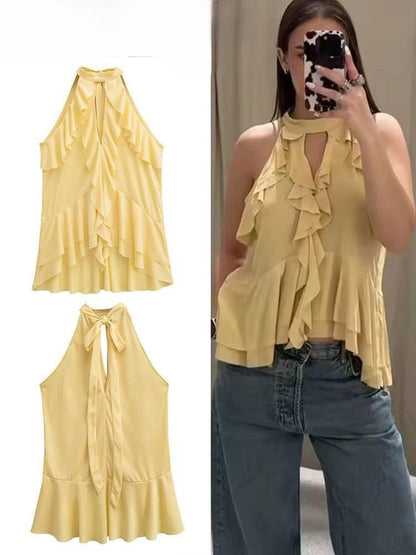 Hena Ruffled Summer Top In Yellow