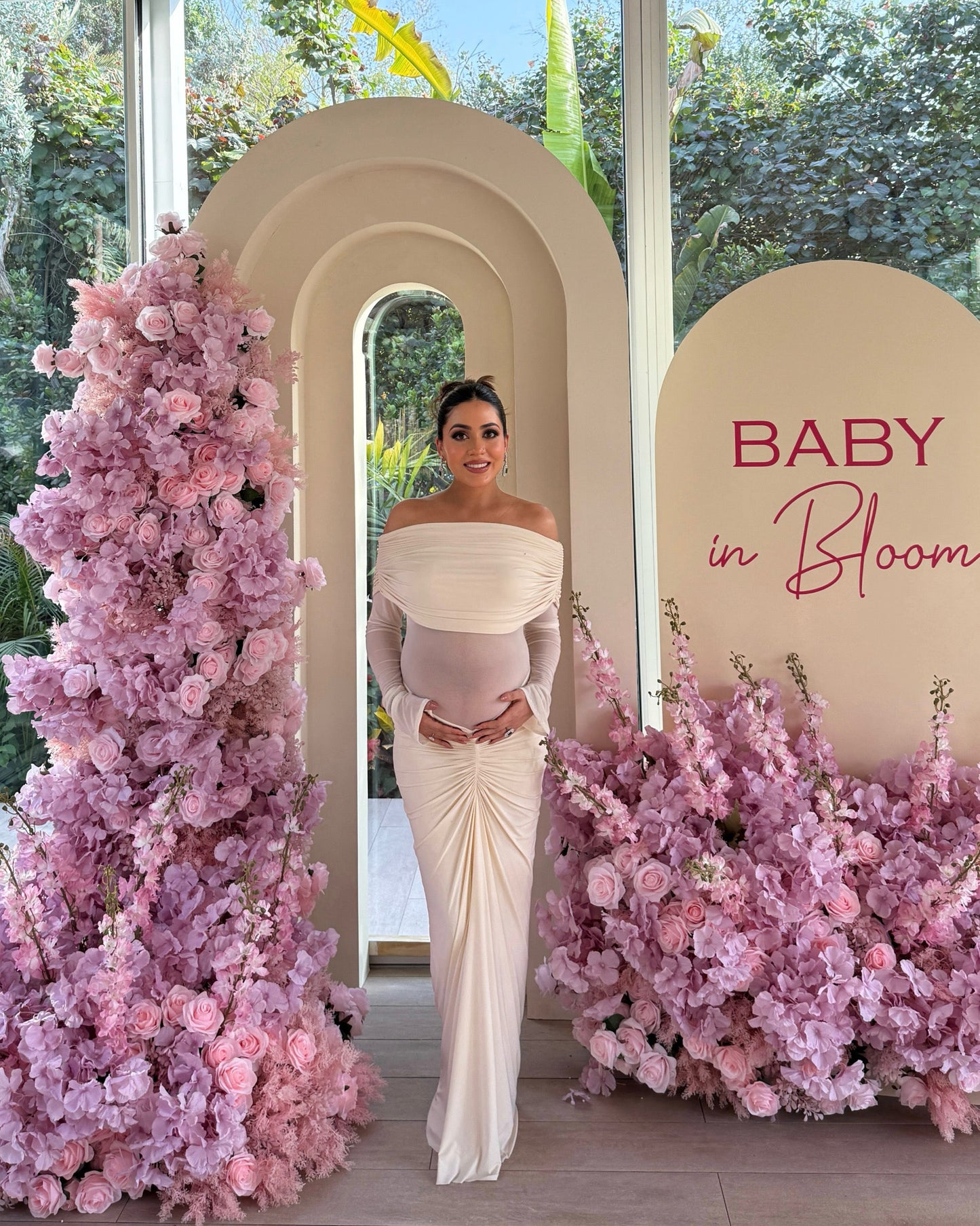 Saya Luxe Bodycon Maxi Dress in Off White