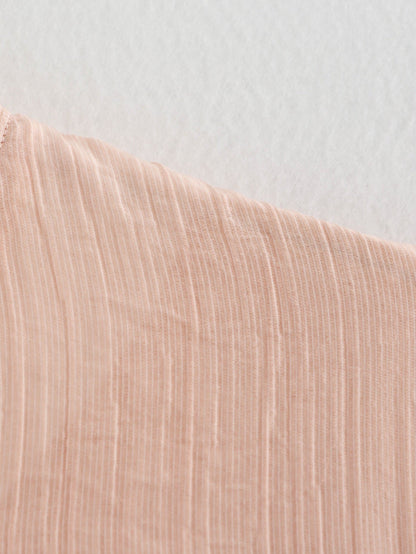 Elara Lace-Up Oversized Summer Top In Peach