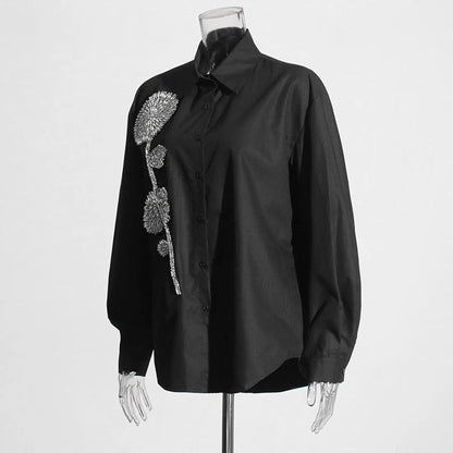 Bjorn Embellished Oversized Shirt In Black