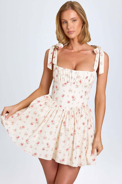 Kairos Floral Summer Mini Dress In Peach
